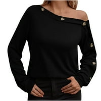 Qiaocaity дамски върхове, жени лятна модна коляна яка с дълъг ръкав тениска топ блуза пуловер, женски върхове спестявания клирънс