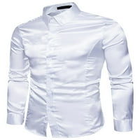 Gureui Men Fashion Wild Business ризи солидни цветове спускане на яка с дълъг ръкав с бутон надолу блузи парти работни офиси върхове