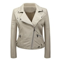 Absuyy Winter Coats for Women- Fau Leather Open Front Slim Laple Jacket Топли връхни дрехи
