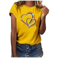 Мода жени случайни цветни любов печат с къс ръкав о-деколте тениска блуза върхове с къс ръкав активно износване памучни тениски за жени мулти пакет