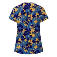 Fjofpr дамски дрехи върхове дамски летни отпечатани тениски работна туника униформа с v-образно деколте защитна блуза с къс ръкав