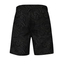 Yubnlvae Мъжки къси панталони Мъжки летни свободни развлечения Спорт голям размер вълна модел 3d Забавни шорти за печат Небрежни къси панталони за мъже черни