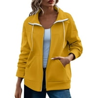 Педорт якета за жени Модерен Плюс размер на жените дълъг ръкав изрязани якета жълто, хл