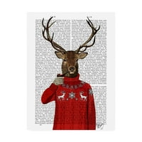 Марка изобразително изкуство 'елен в ски Пуловер' платно изкуство от фаб фънки