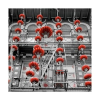 Изящно изкуство 'Червени фенери върху сиво' платно изкуство от Алън Блаустейн
