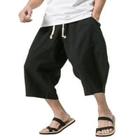 Лументо Мъжки панталони шнур панталони ластик долнища мъже ежедневни шезлонги монтирани Плътен цвят Черен хл