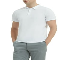 Мъжки лятна поло риза с къс ръкав Небрежен външен голф тенис поло солидни бързи сухи копчета върхове върхове
