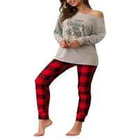 Семейство жени Съвпадащи възрастни коледни печат Проверен пижама Xmas Nightwear Pajamas PJS Ком