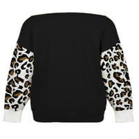 Присъединете се към женския твърд цвят леопардов панел от пуловера с дълъг ръкав на рамото