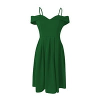 Дамски рокли оглавник твърди мини кратко ежедневни лятна рокля без ръкави зелен м